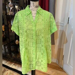 Cold water Creek Sheer Button Down Blouse